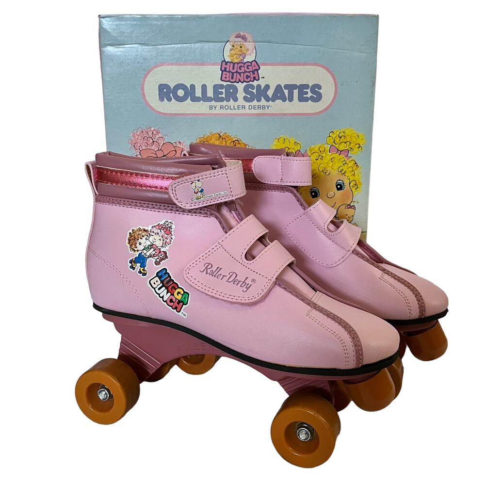 Hugga Bunch Vintage Roller Derby Roller Skates - 1980s Pink Velcro IOB EUC